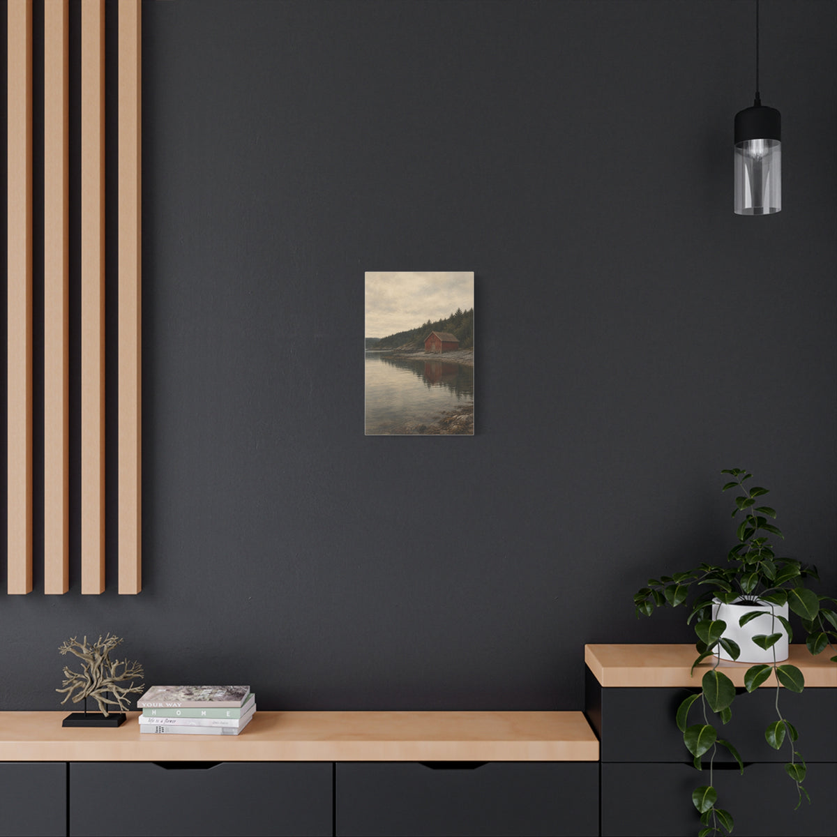 The Red Boathouse | Norwegian Coastal Canvas Art