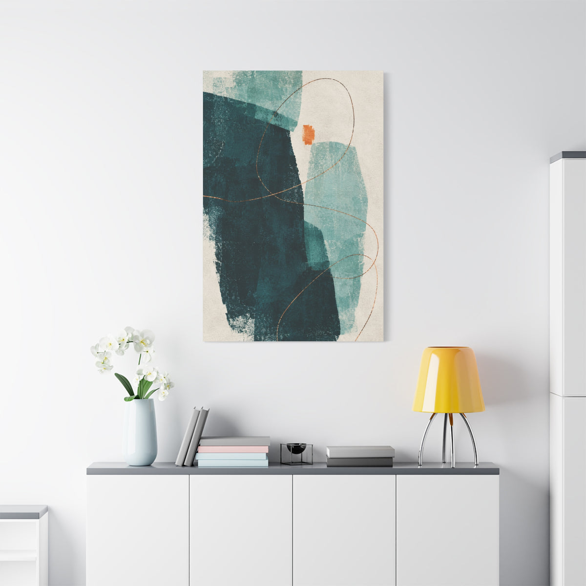 Verdigris Signal | Teal Abstract Canvas Art