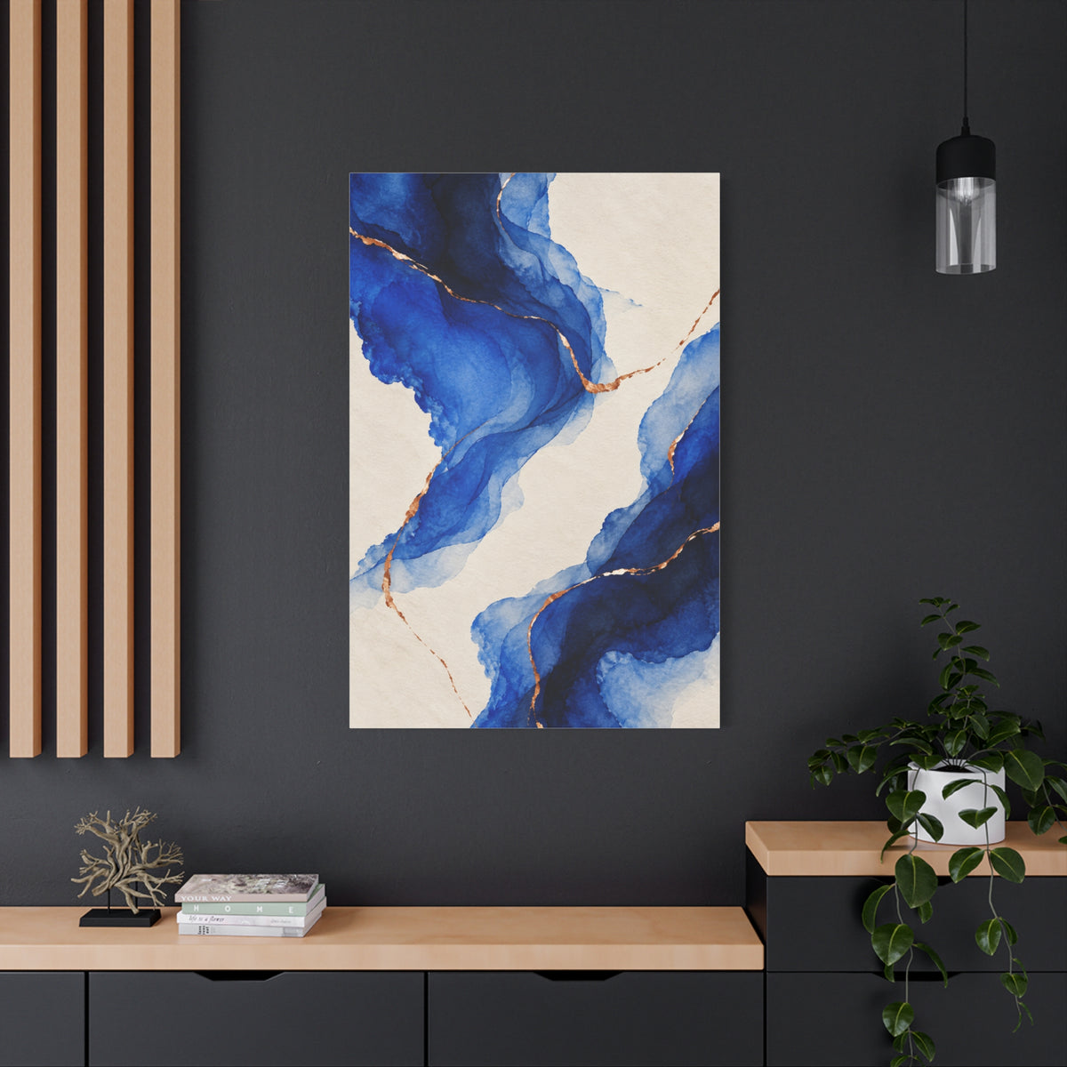Copper Current | Blue Abstract Canvas Art