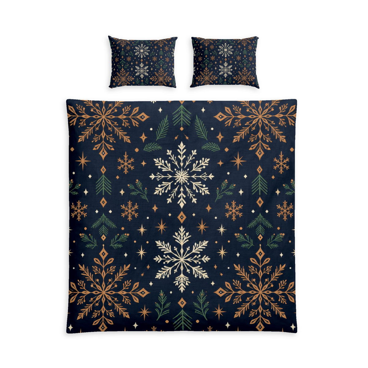 Nordic Snowflake Night 100% Cotton Duvet Cover Set with 2 Shams
