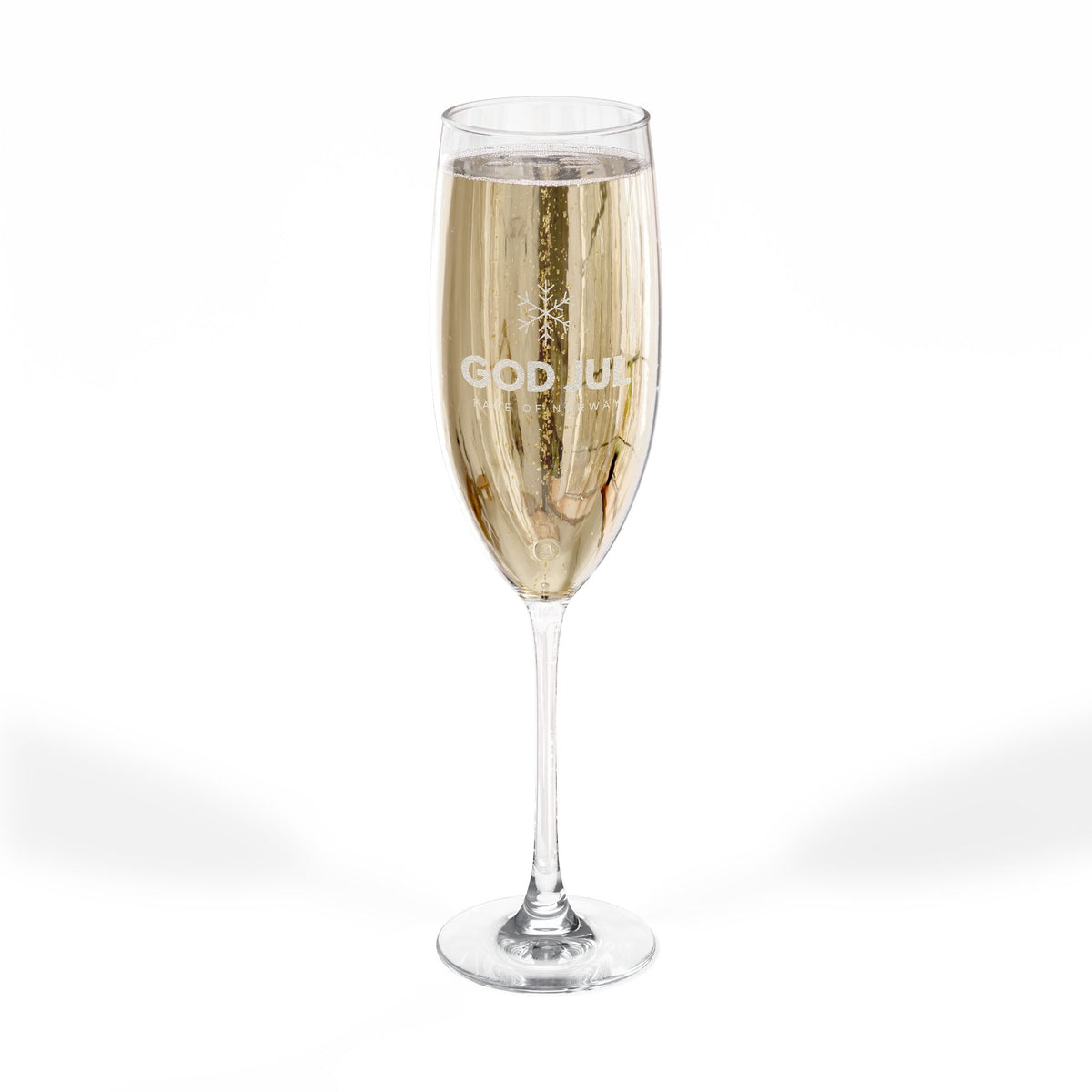 Face of Norway God Jul Champagne Flute – Engraved 8 oz Holiday Toast Glass