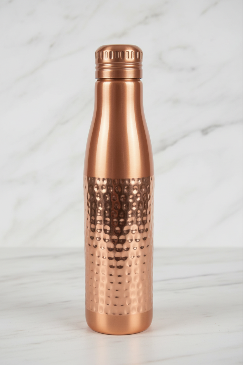 Pure Copper Water Bottle – Dual Texture Hammered Design 950ml | Ayurvedic