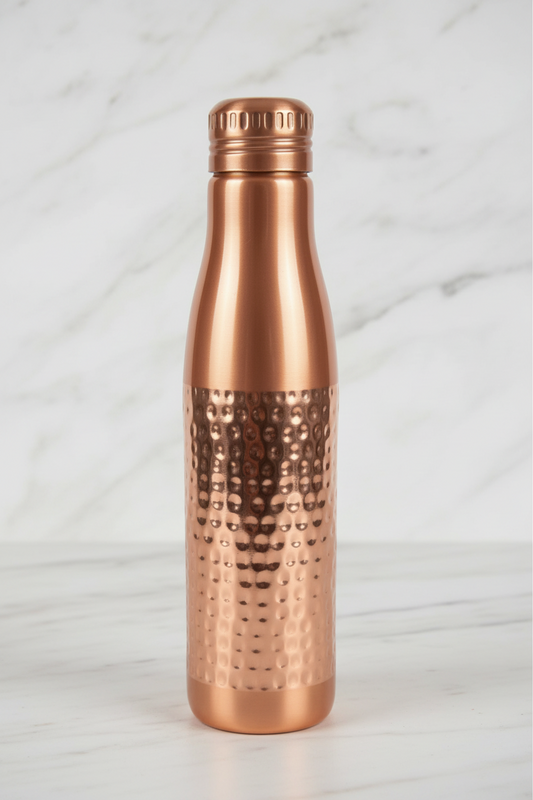 Pure Copper Water Bottle – Dual Texture Hammered Design 950ml | Ayurvedic