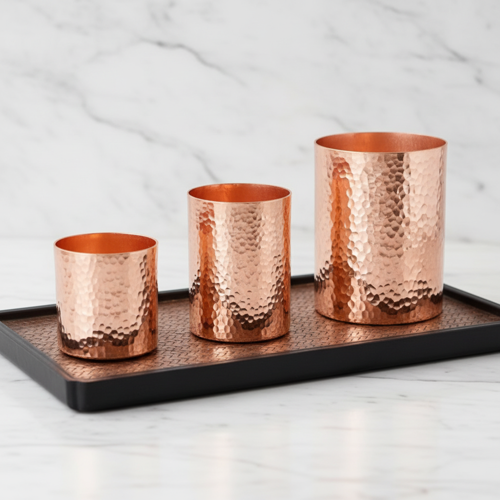 Pure Copper Shot & Drink Cups – Handcrafted Hammer Texture | 100ml, 125ml & 250ml