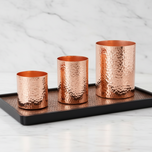 Pure Copper Shot & Drink Cups – Handcrafted Hammer Texture | 100ml, 125ml & 250ml