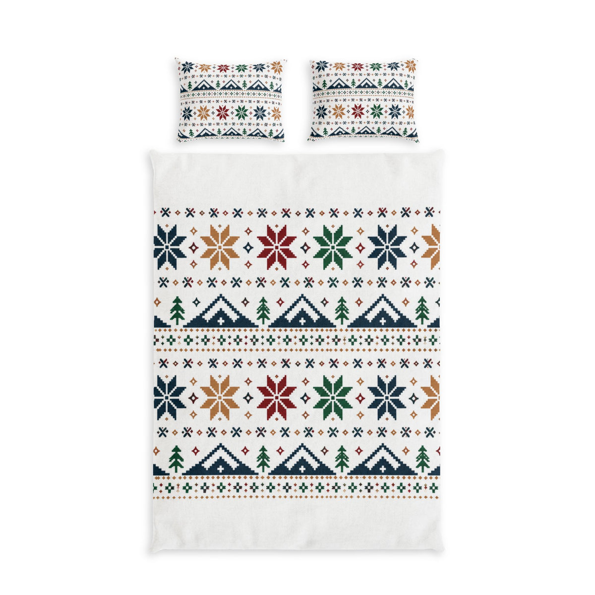 Nordic Snowflake 100% Cotton Duvet Cover Set with 2 Shams