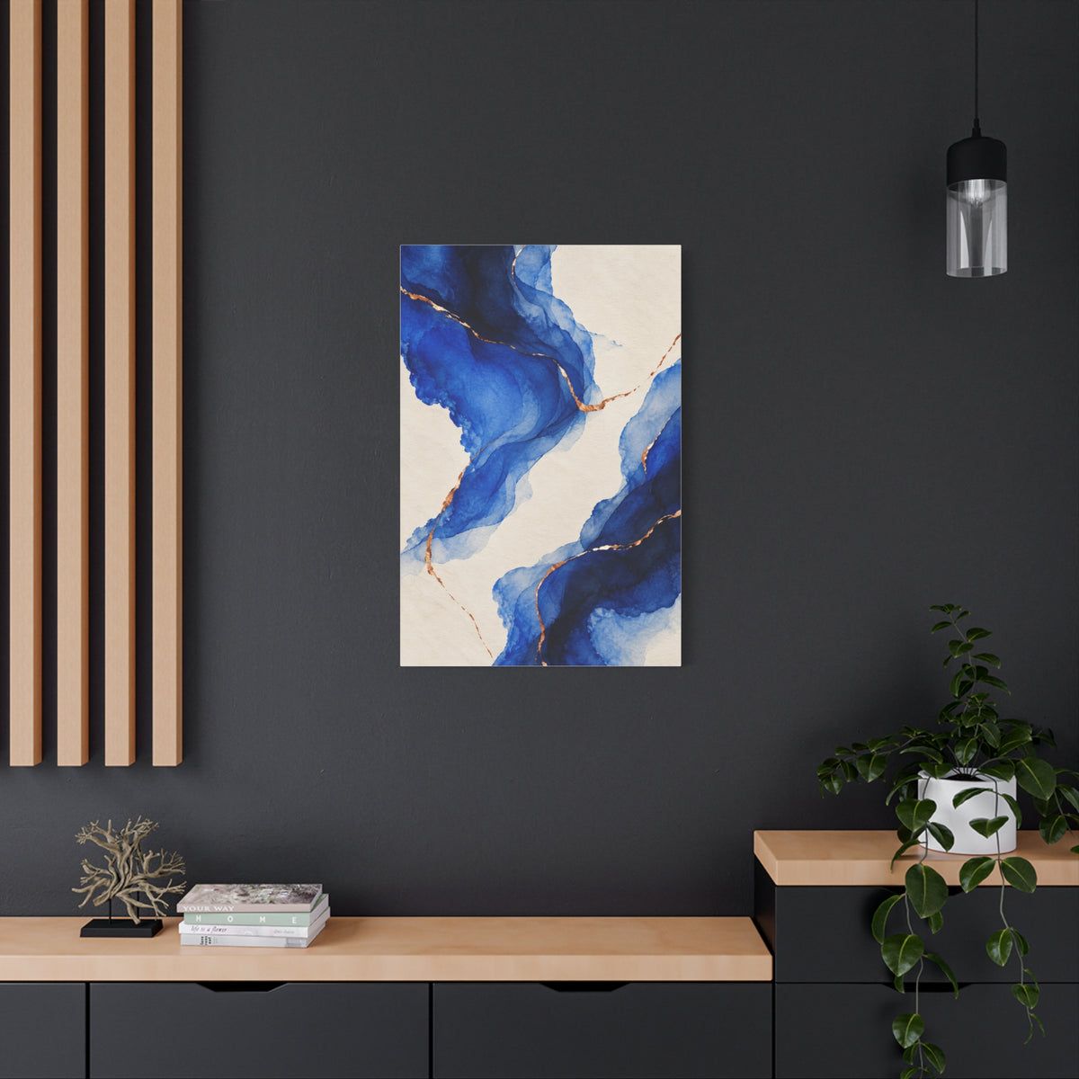 Copper Current | Blue Abstract Canvas Art