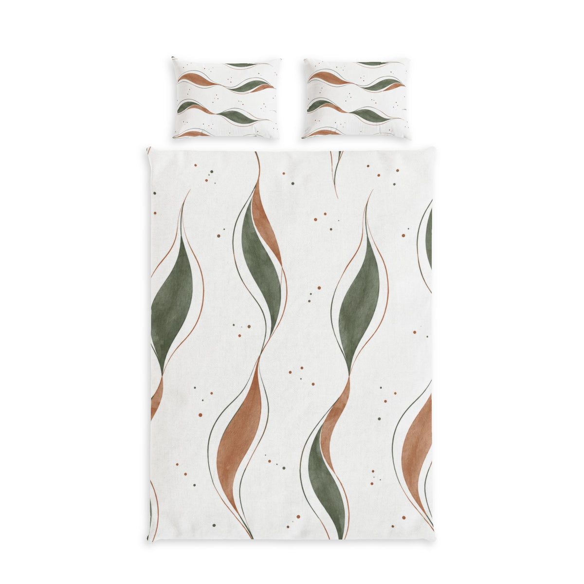 Nordic Wavy Leaf 100% Cotton Duvet Cover Set with 2 Shams