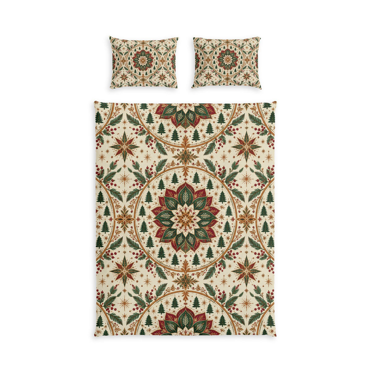 Nordic Folk Mandala 100% Cotton Duvet Cover Set with 2 Shams