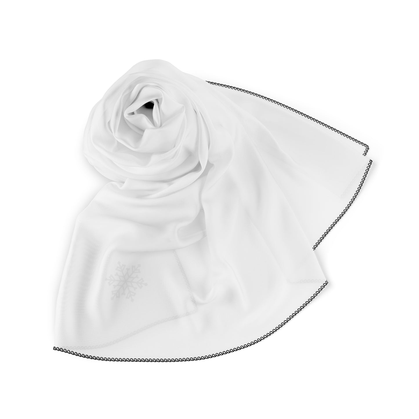 White Scarf with Subtle Snowflake Accent — Lightweight Winter Accessory