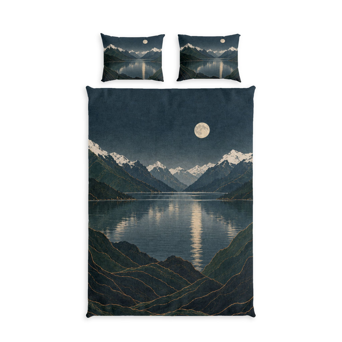 Moonlit Fjord 100% Cotton Duvet Cover Set with 2 Shams