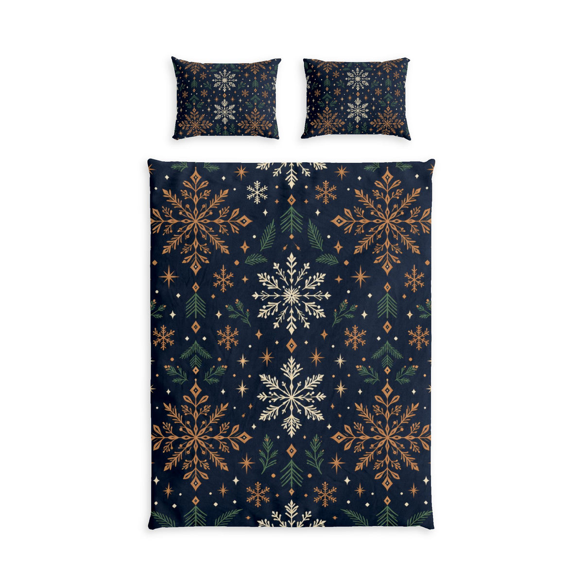 Nordic Snowflake Night 100% Cotton Duvet Cover Set with 2 Shams