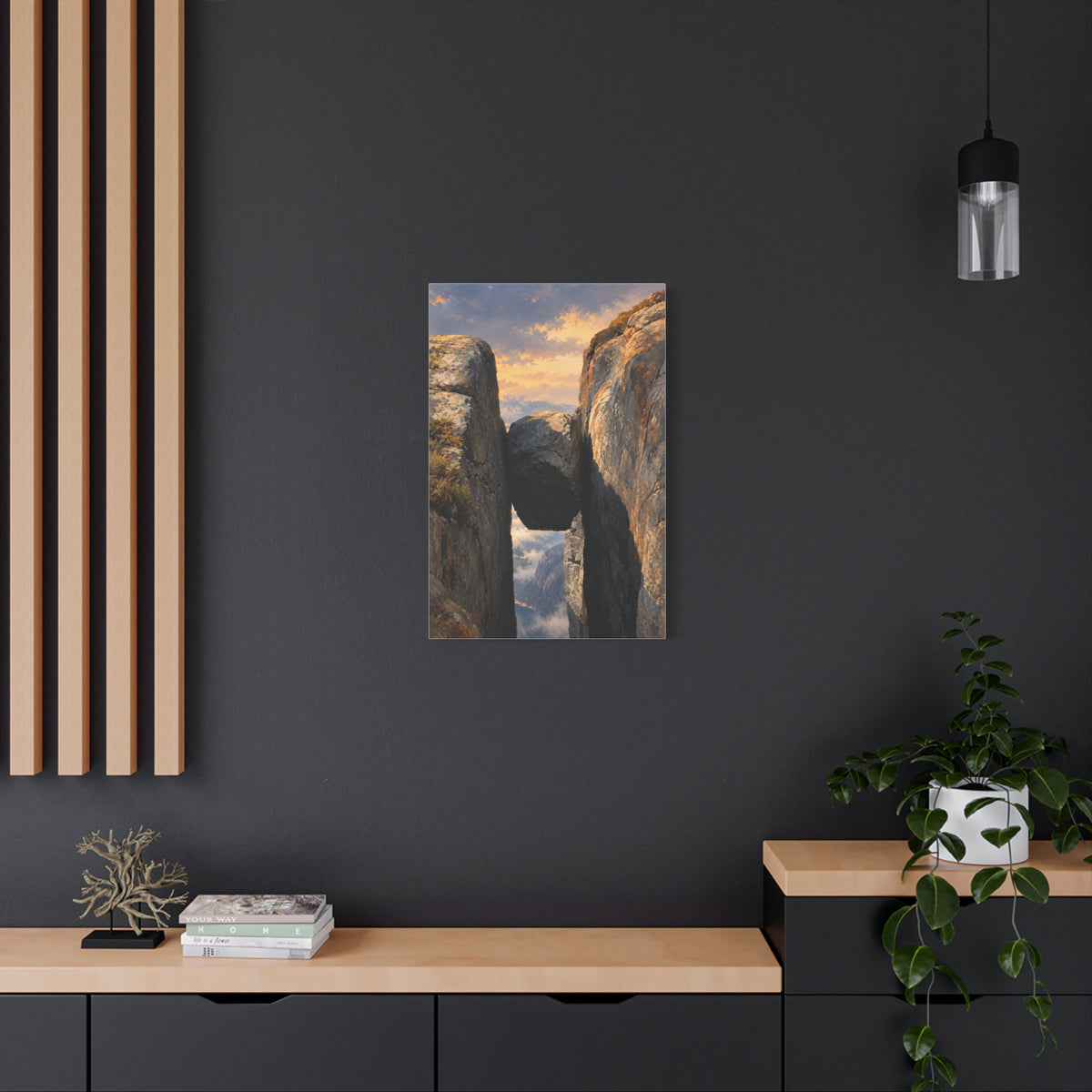 Kjeragbolten at Sunset | Norwegian Canvas Art