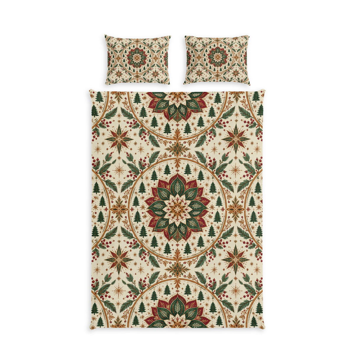 Nordic Folk Mandala 100% Cotton Duvet Cover Set with 2 Shams