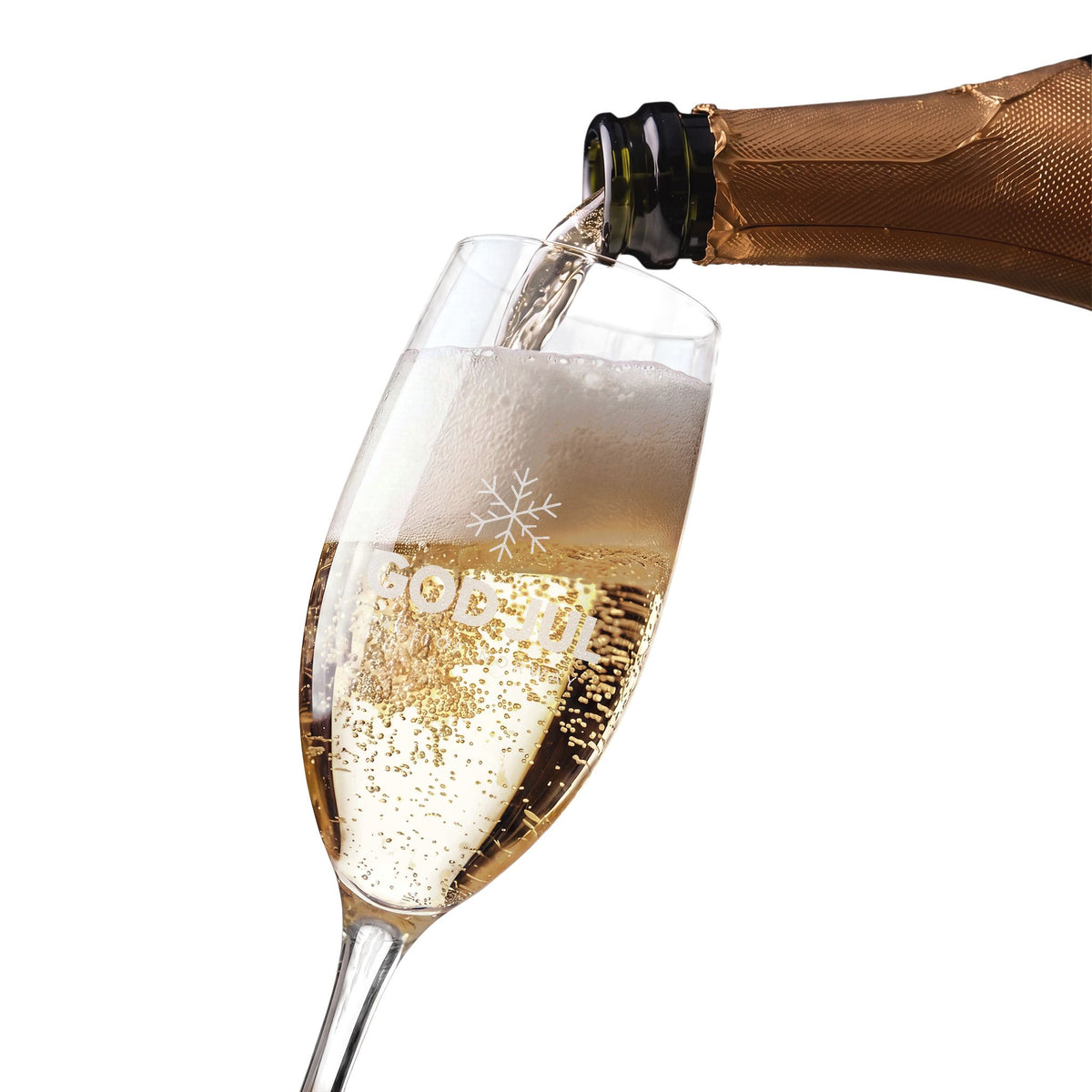 Face of Norway God Jul Champagne Flute – Engraved 8 oz Holiday Toast Glass