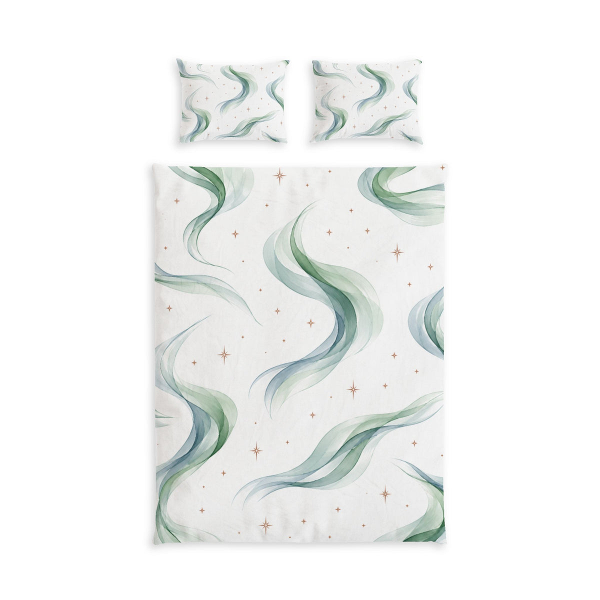 Green Aurora 100% Cotton Duvet Cover Set with 2 Shams