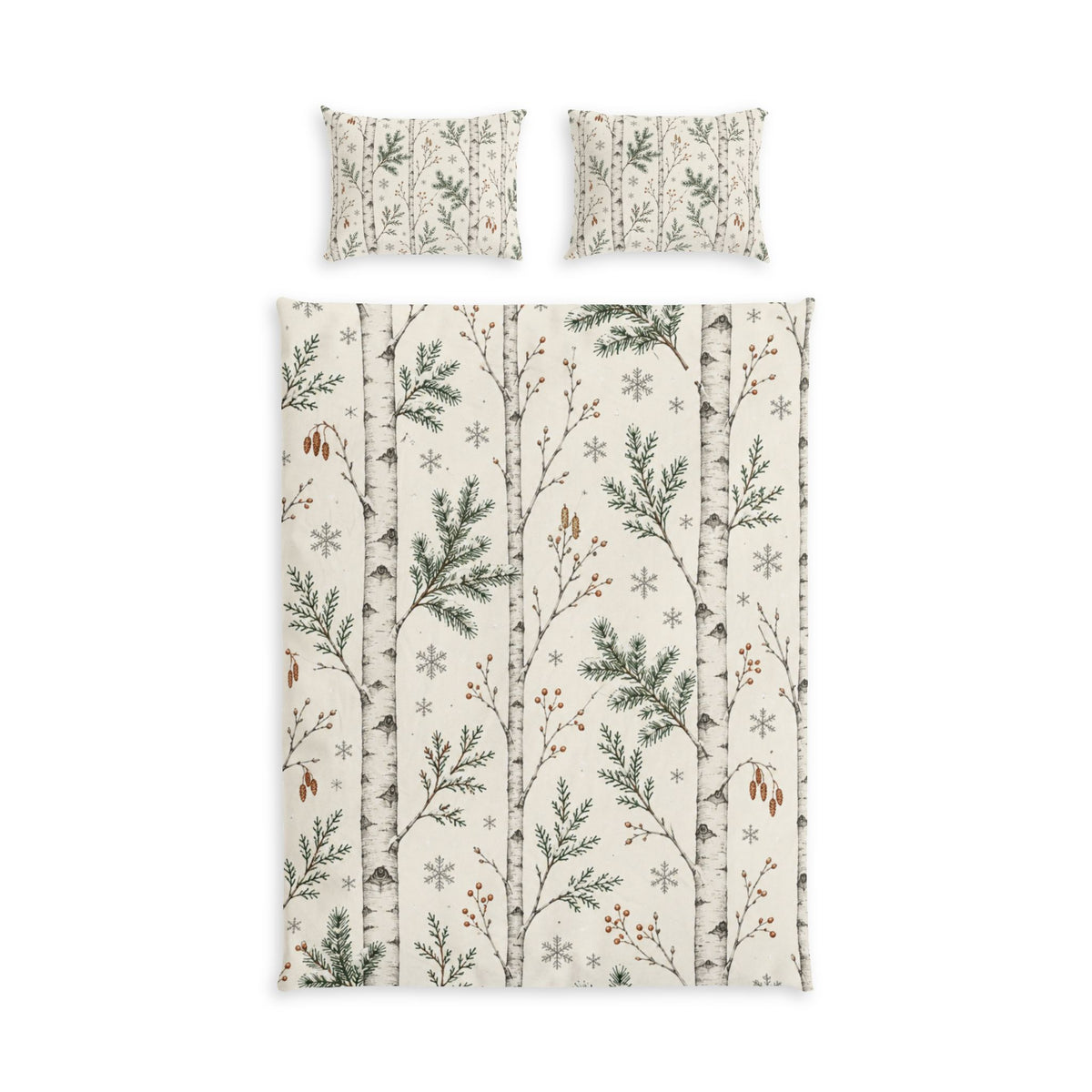 Winter Birch 100% Cotton Duvet Cover Set with 2 Shams