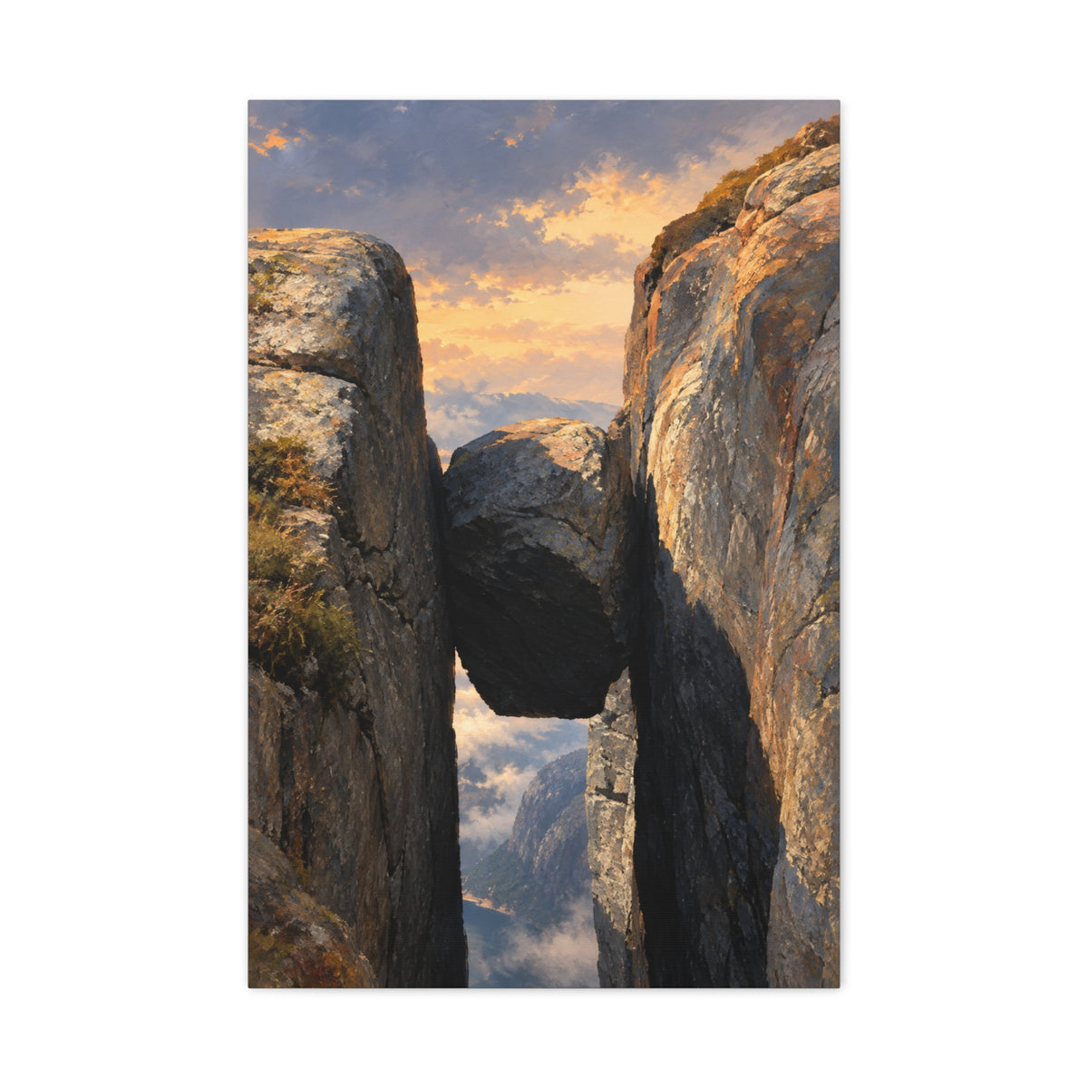 Kjeragbolten at Sunset | Norwegian Canvas Art