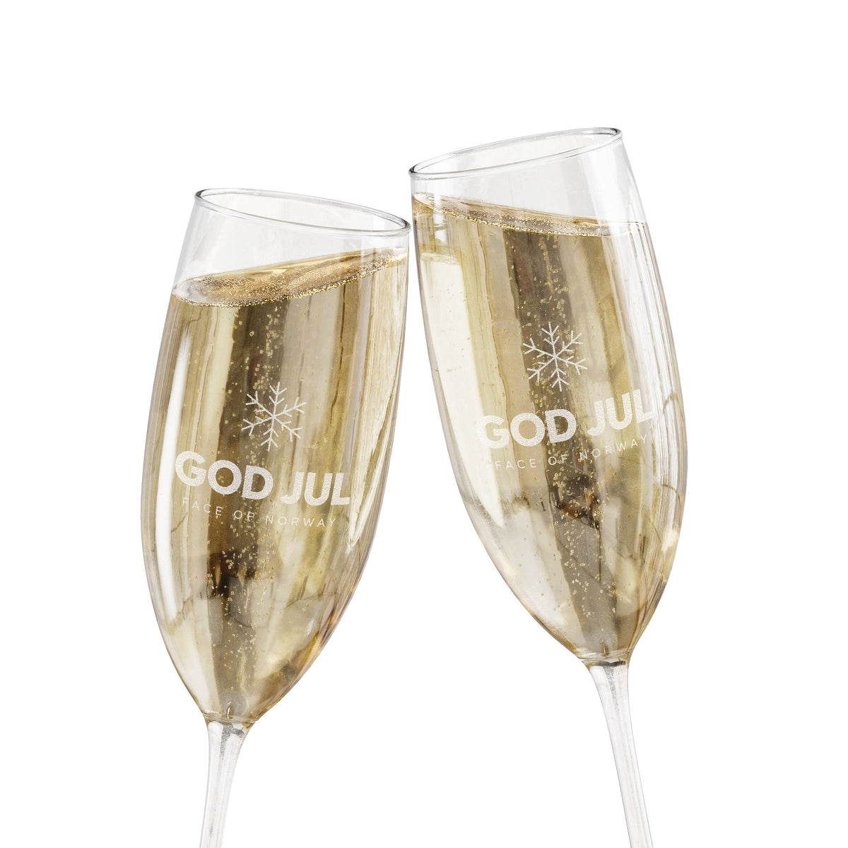 Face of Norway God Jul Champagne Flute – Engraved 8 oz Holiday Toast Glass