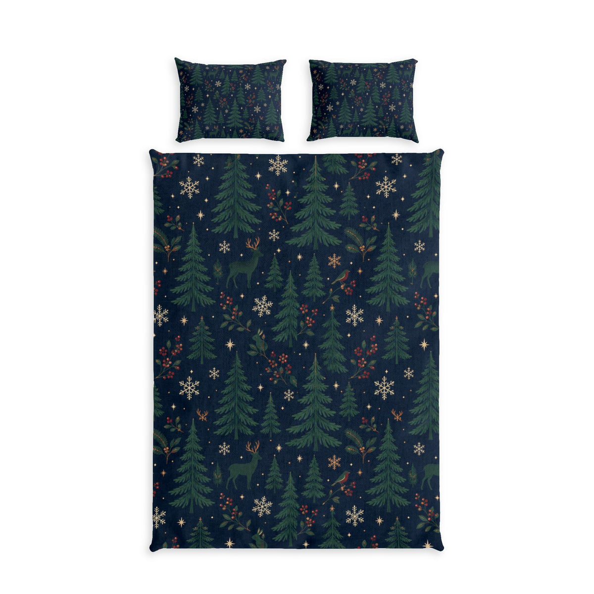 Christmas Pine Forest 100% Cotton Duvet Cover Set with 2 Shams