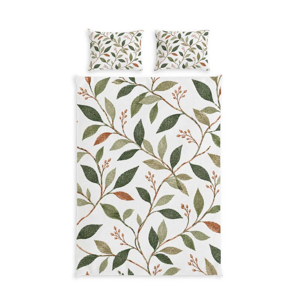 Nordic Leaf Vine 100% Cotton Duvet Cover Set with 2 Shams