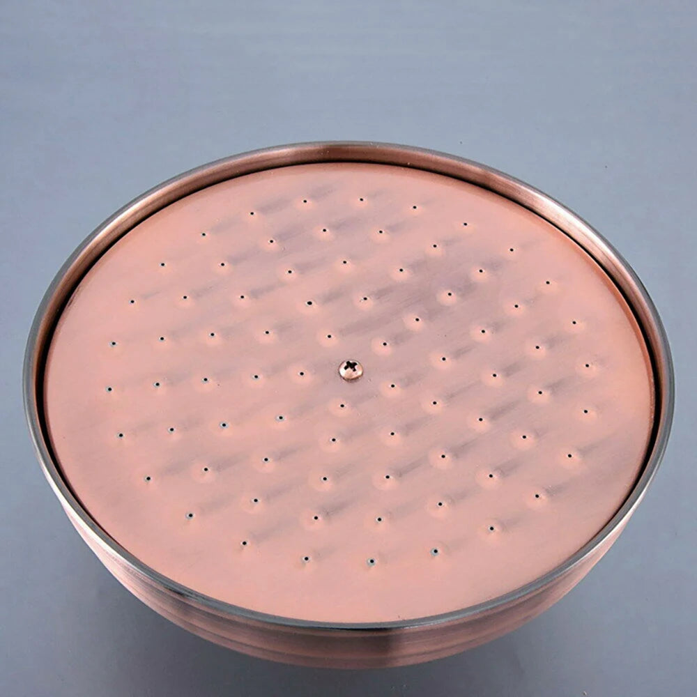 8 Inch Round Rainfall Shower Head | Antique Red Copper | Brass | Wall Mount Set