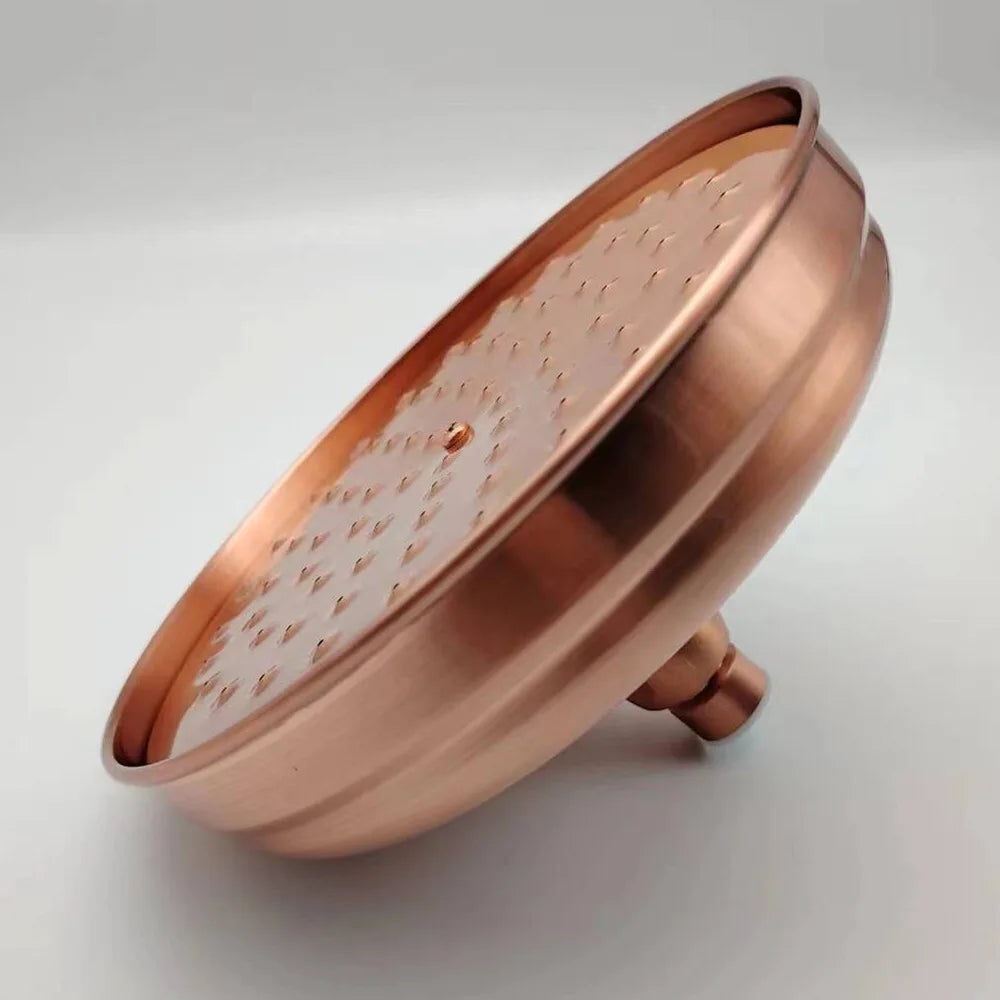 8 Inch Round Rainfall Shower Head | Antique Red Copper | Brass | Wall Mount Set
