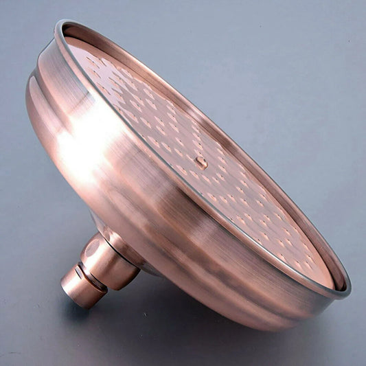 8 Inch Round Rainfall Shower Head | Antique Red Copper | Brass | Wall Mount Set