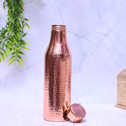 Pure Copper Water Bottle - Hammered Design 1L | Antibacterial & Purifying