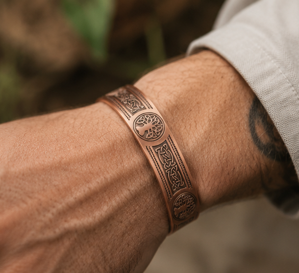 Kopparmagnetarmband – Livets träd-keltisk design | Antik finish | Justerbart