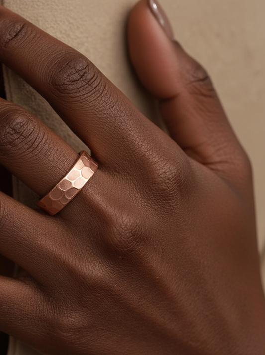 Pure Copper Cuff Ring – Adjustable Healing Jewelry | 100% Copper