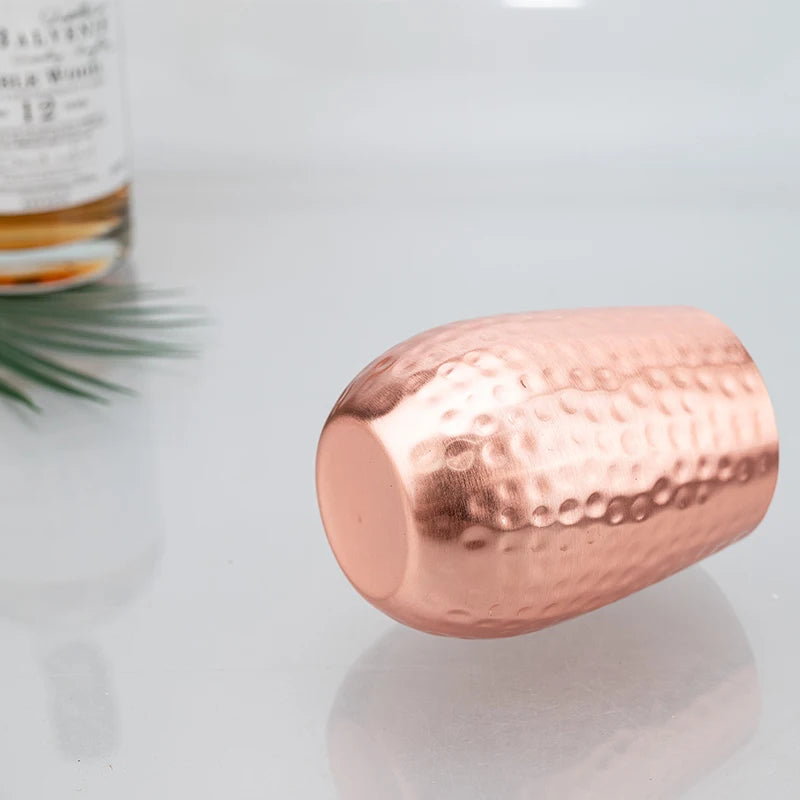 Premium Copper Water Glass 400ml - Hammered Design | Pure Solid Copper Tumbler