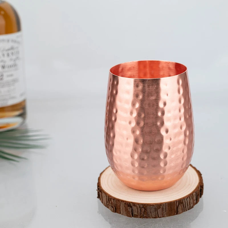 Premium Copper Water Glass 400ml - Hammered Design | Pure Solid Copper Tumbler