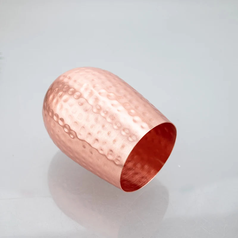 Premium Copper Water Glass 400ml - Hammered Design | Pure Solid Copper Tumbler