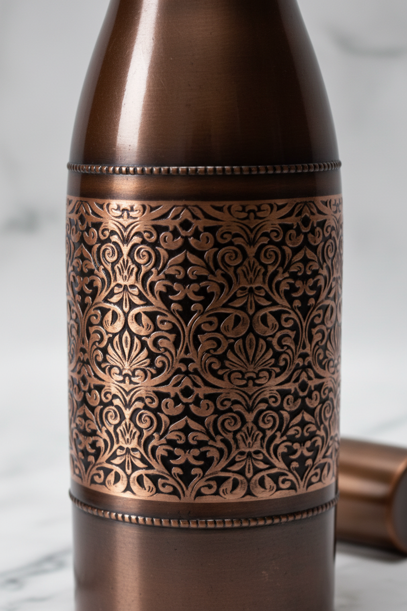 Pure Copper Water Bottle – Black Antique Wine Bottle Design 1100ml