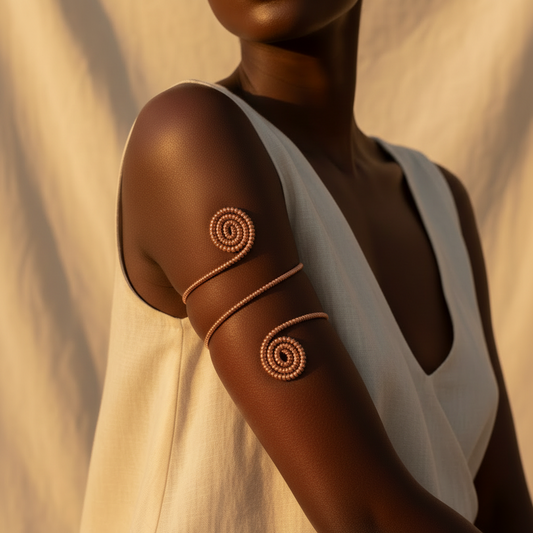 Copper Infinity Twist Upper Arm Cuff – Pure Copper Frequency Bracelet