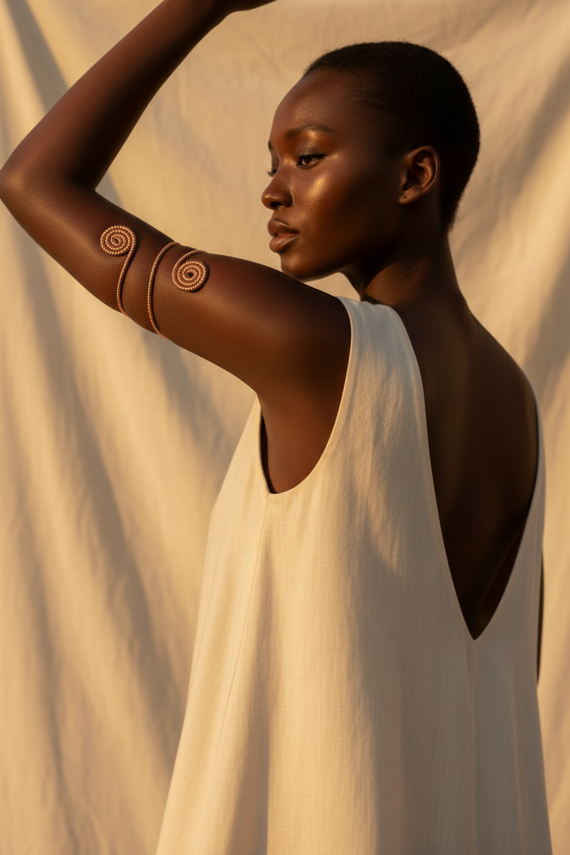 Copper Infinity Twist Upper Arm Cuff – Pure Copper Frequency Bracelet