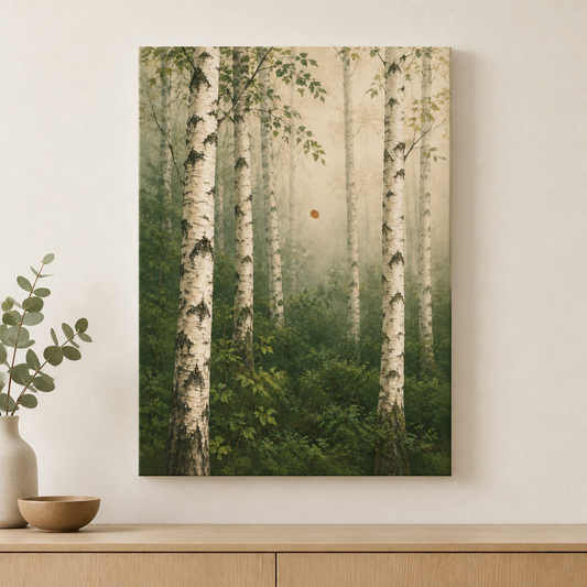 Birch in Still Air | Norwegian Forest Canvas Art