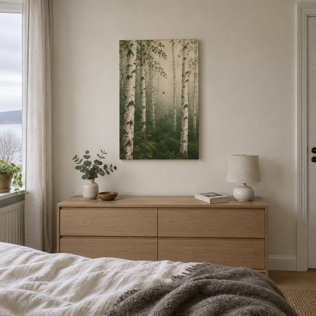 Birch in Still Air | Norwegian Forest Canvas Art