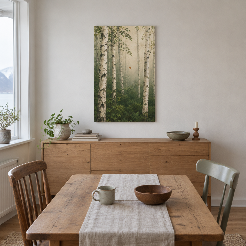 Birch in Still Air | Norwegian Forest Canvas Art