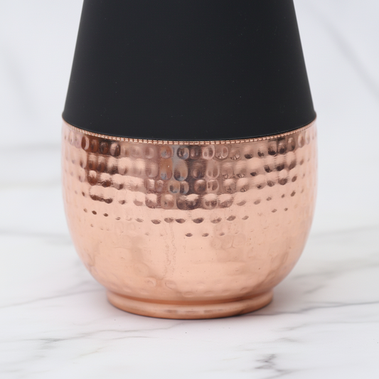 Pure Copper Silk Black Tulip Jar with Inbuilt Glass | 1400ml | Ayurvedic | Designed in Norway