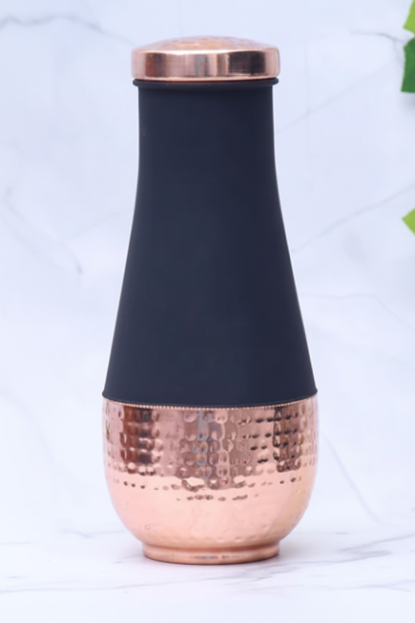 Pure Copper Silk Black Tulip Jar with Inbuilt Glass | 1400ml | Ayurvedic | Designed in Norway