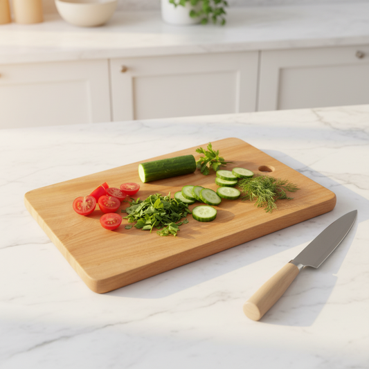 Neem Wood Chopping Board Compact Rectangle | Antibacterial & Lightweight