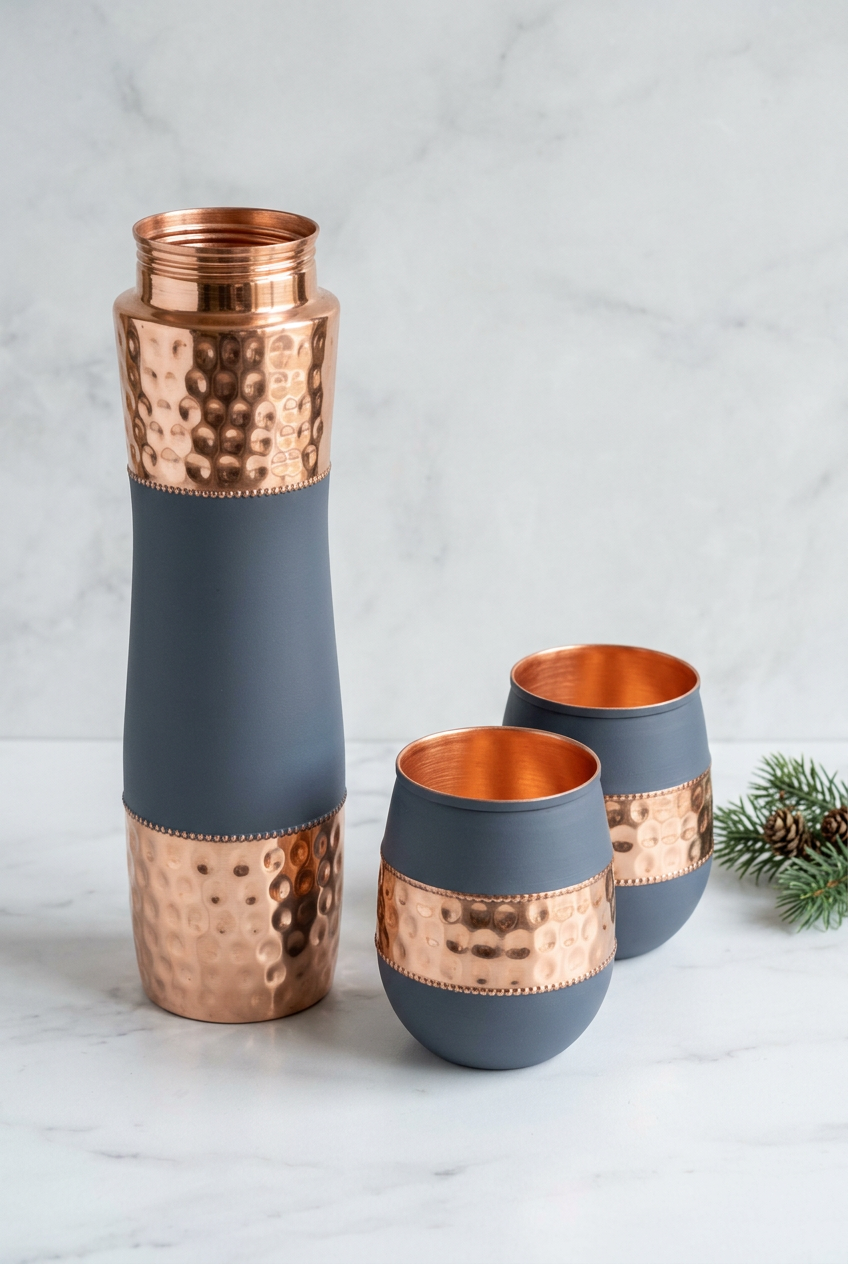 Slate Blue & Hammered Copper Christmas Gift Set
