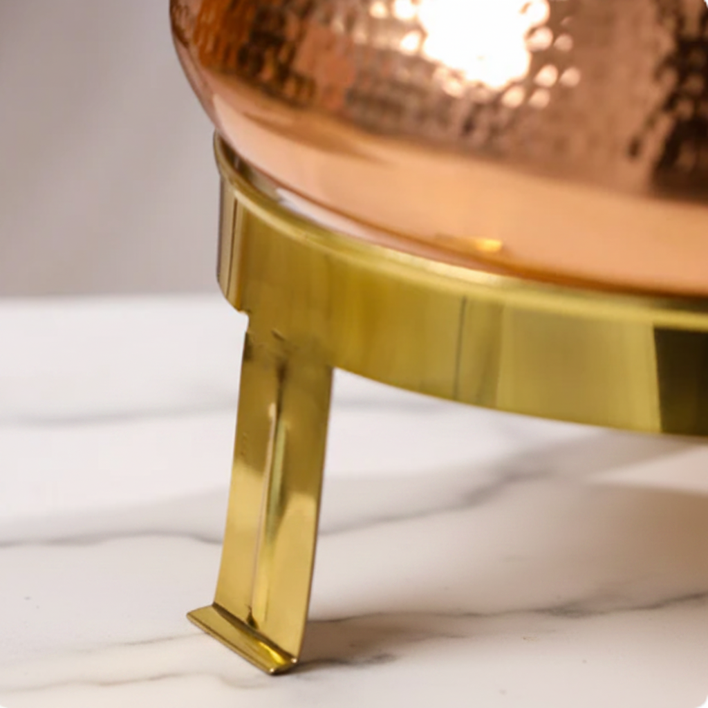 Pure Copper Full-Hammered Water Dispenser 8L | With Brass Stand | Ayurvedic, Handcrafted