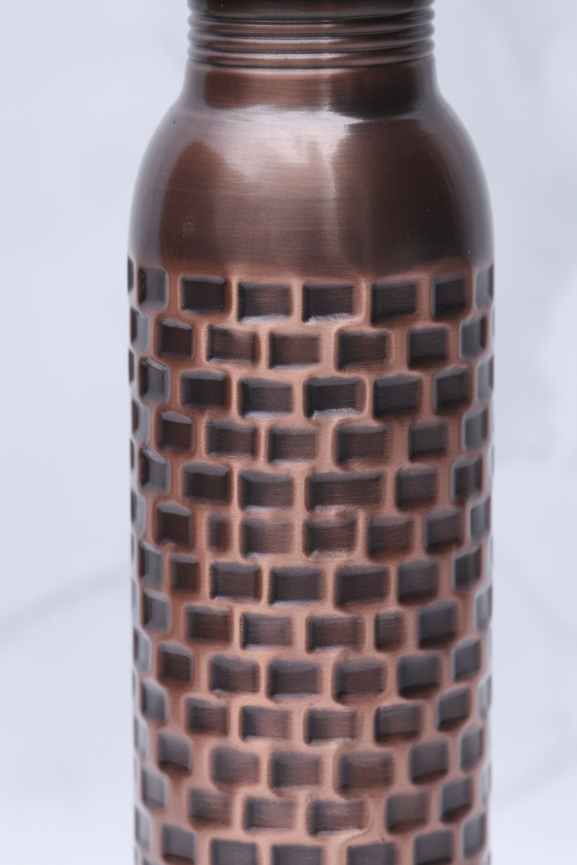 Pure Copper Water Bottle — Antique Brick Design 1000 ml