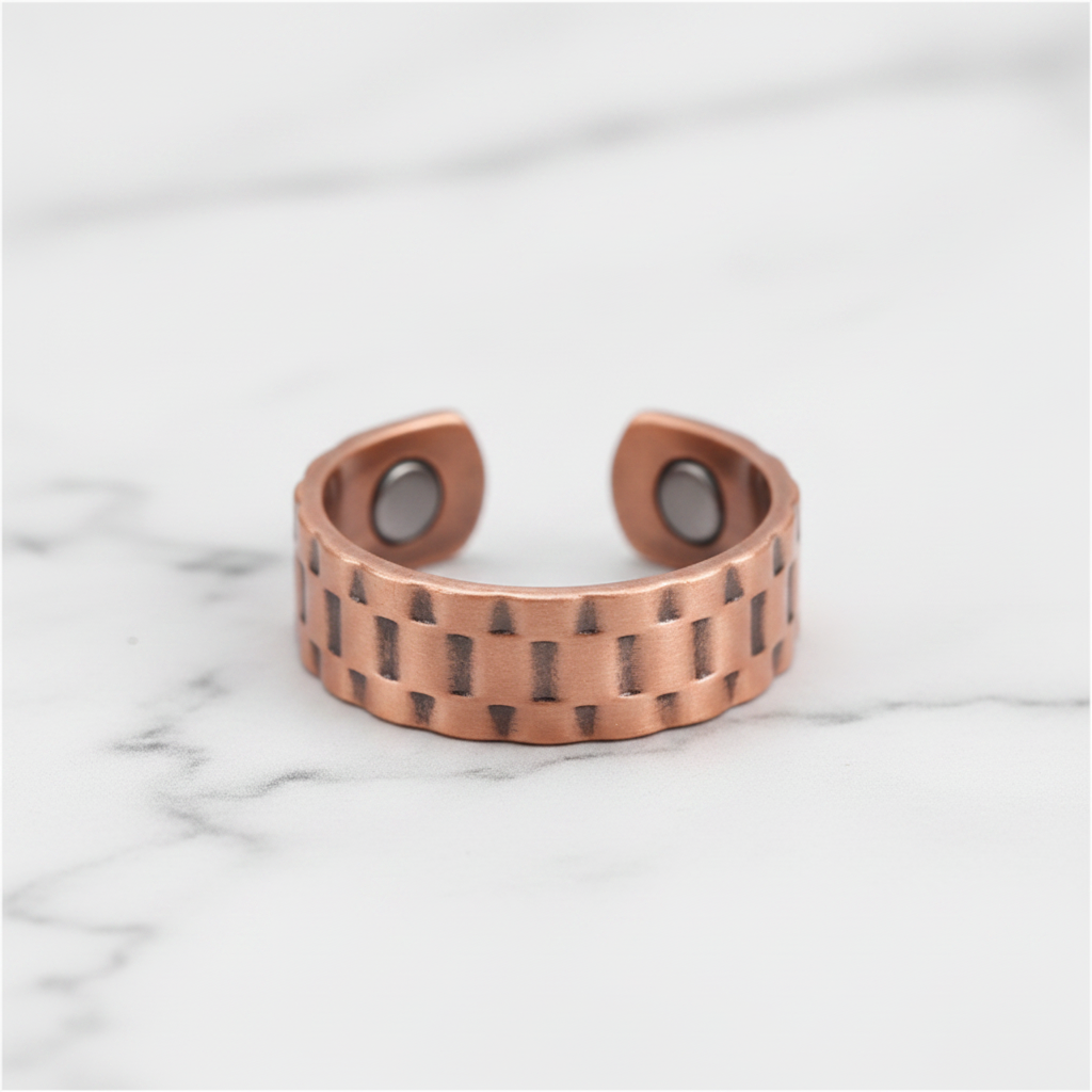 Pure Copper Brick Grid Open Ring | Joint Pain Relief
