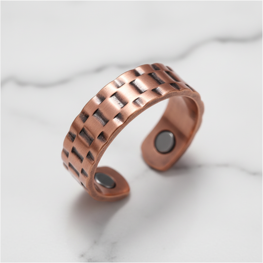 Pure Copper Brick Grid Open Ring | Joint Pain Relief