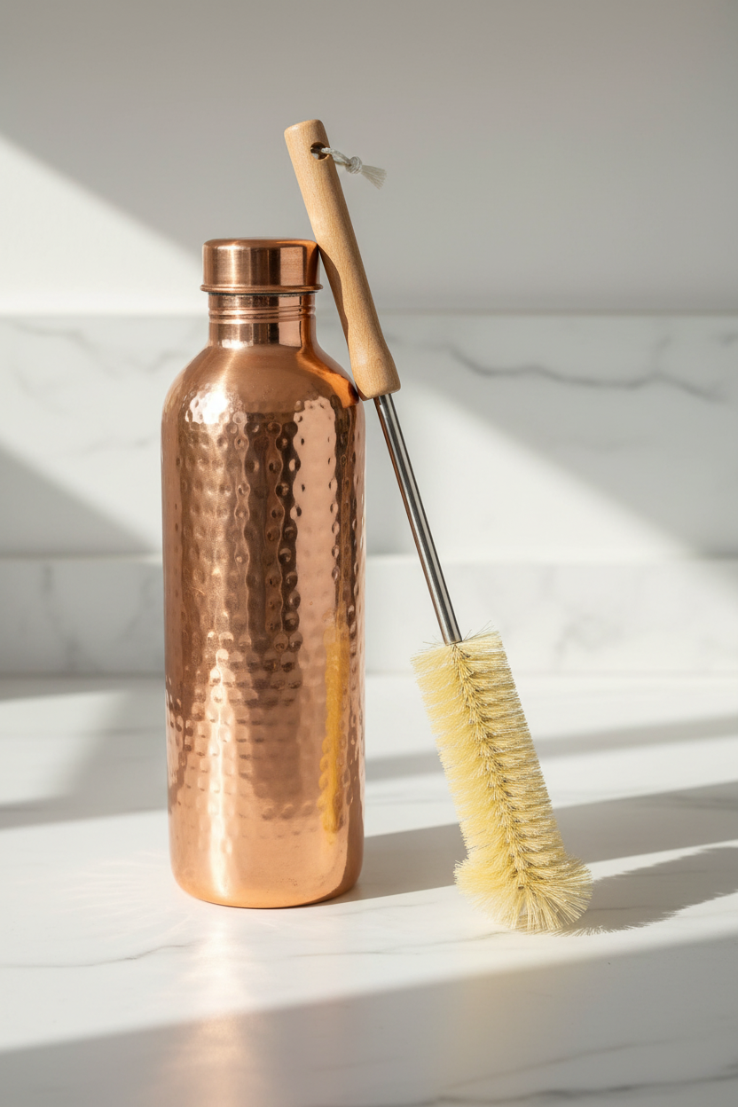 Copper Bottle Cleaning Brush | Long Handle | Soft Bristles | Fits All Copper Bottles