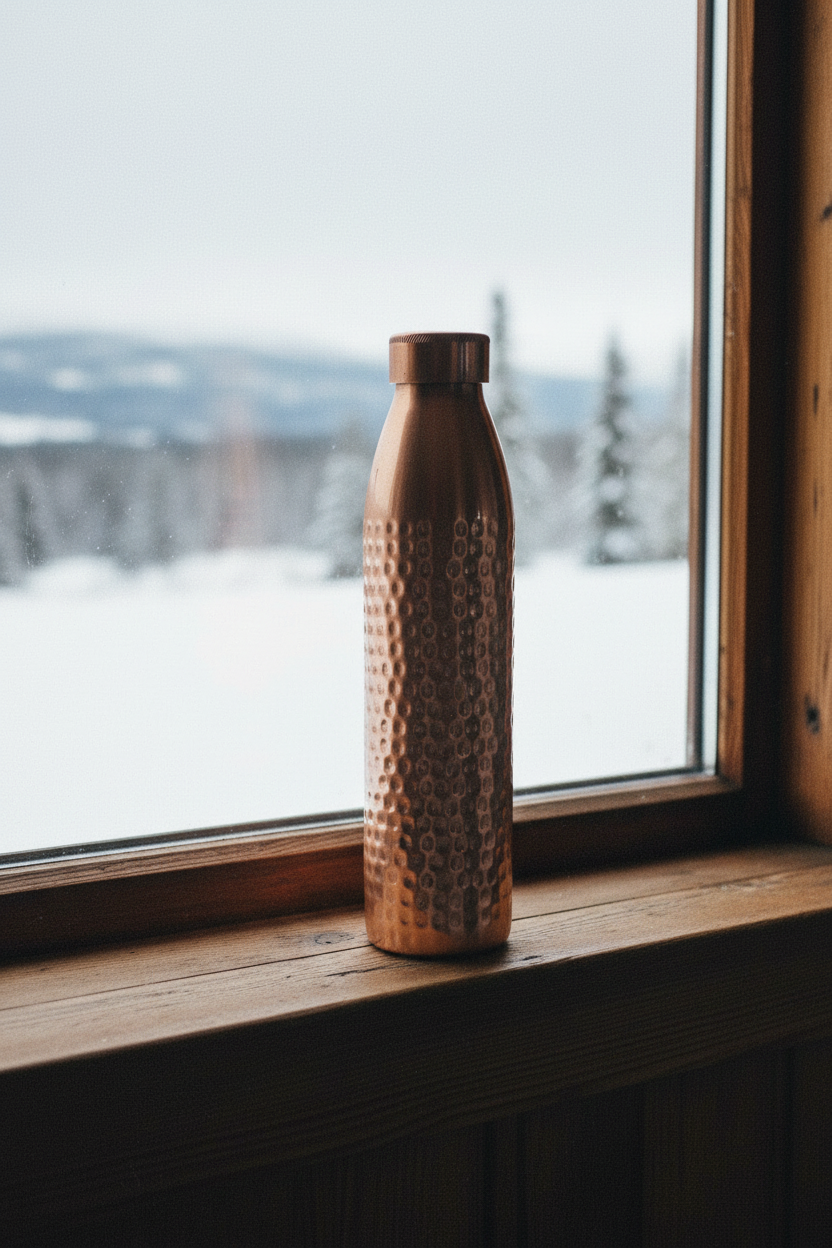 Pure Copper Water Bottle - Hammered Design 1L | Antibacterial & Purifying